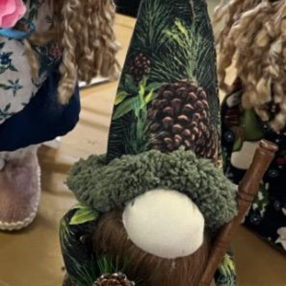 Handmade Adorable Rustic Gnome with Pinecone and lantern - Picture 2 of 4